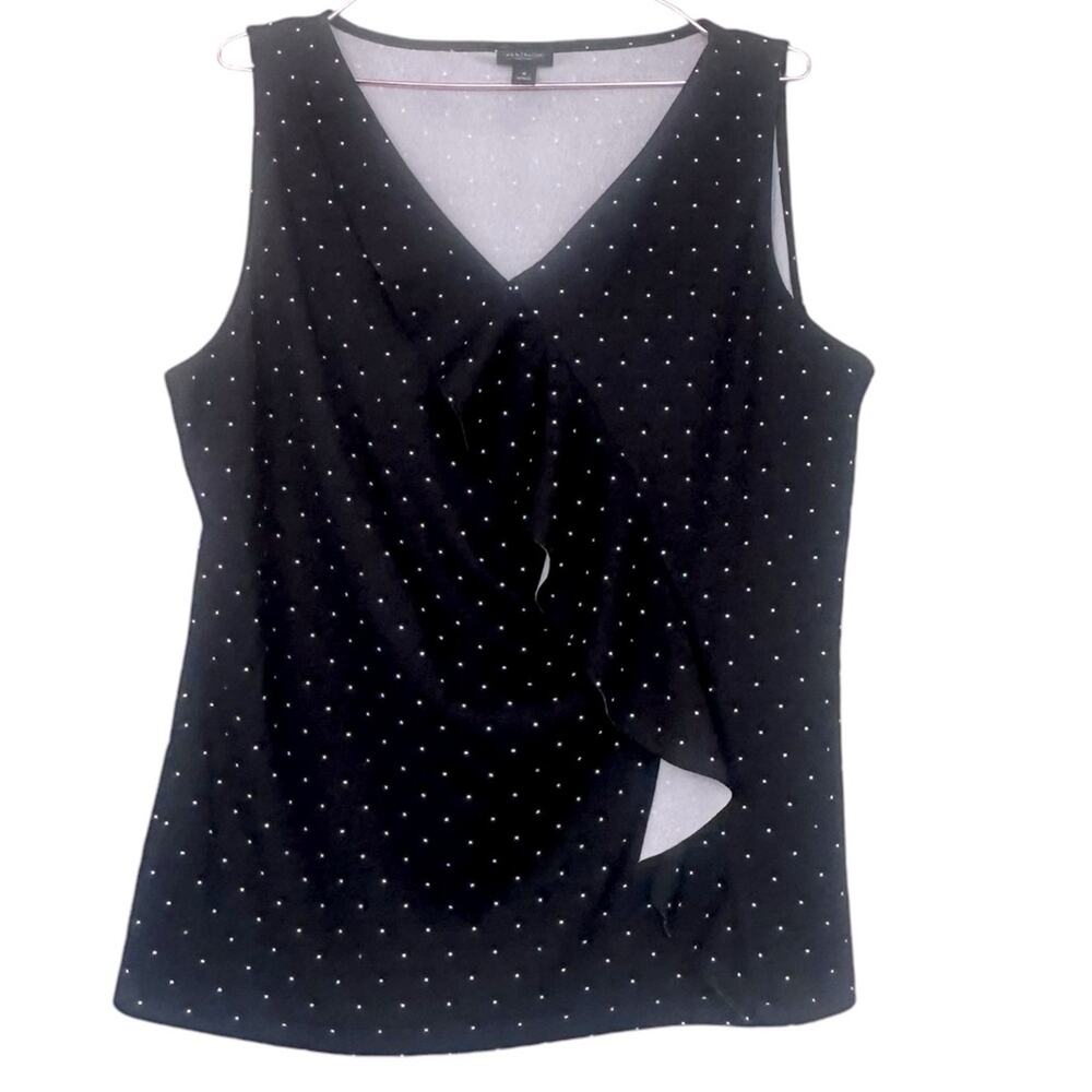 Ann Taylor Factory Black Print polka dot Sleeveless Blouse - Size XL